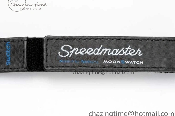 0206 ZipUp Speedmaster Misson To Neptune 1:1 Best Edition Blue Dial On Nylon Strap Quartz 7854